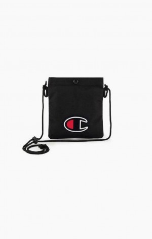 Bolsas Champion C Logo Coated Shoulder Bag Negras | 1603-LJWOX