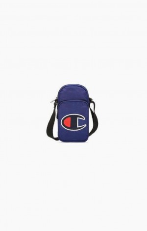 Bolsas Champion Satin C Logo Patch Double Correa Crossbody Bag Azules | 1578-SGVWX