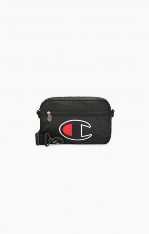 Bolsas Champion Satin C Logo Patch Shoulder Bag Negras | 1980-MKHPB