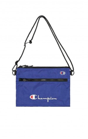 Bolsas Champion Script Logo Shoulder Bag Azules | 4982-ACPNX