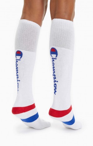 Calcetines Champion Knee-High Script Logo Tube Socks Blancas | 5231-LGQEO