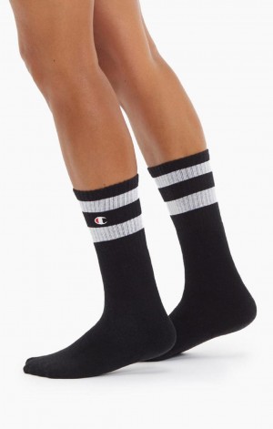 Calcetines Champion Tube Stripe Crew Socks Negras | 9104-EFCAH