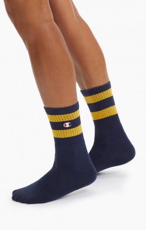 Calcetines Champion Tube Stripe Crew Socks Azules Oscuro | 1562-LMPJE