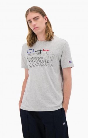 Camiseta Champion Archive Centenary Print T-Shirt Gris Claro | 2147-FMQJC