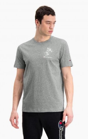 Camiseta Champion Calle Sports Estampadas Print T-Shirt Gris Oscuro | 5089-YQODW