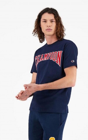 Camiseta Champion Collegiate Logo T-Shirt Turquesa Oscuro | 4371-SVHUL