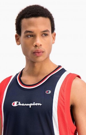 Camiseta Champion Colour Block And Stripe Mesh Basketball Vest Turquesa Oscuro | 8921-GOQPC