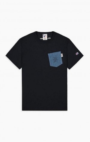 Camiseta Champion Detroit MLB Denim Patch Pocket T-Shirt Negras | 7092-JISYF