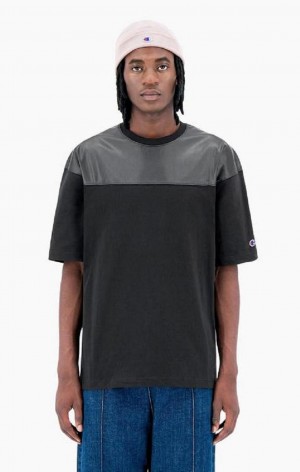 Camiseta Champion Faux Cuero Panel T-Shirt Negras | 9235-XELRF