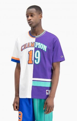 Camiseta Champion NBMIX Patchwork 'Champion 19' Basketball Blancas Moradas | 6312-HRNAK