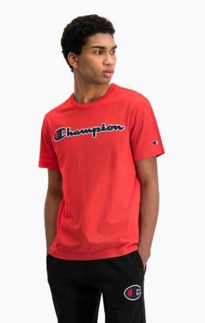 Camiseta Champion Satin Script Logo T-Shirt Rojas | 3410-NSMDY