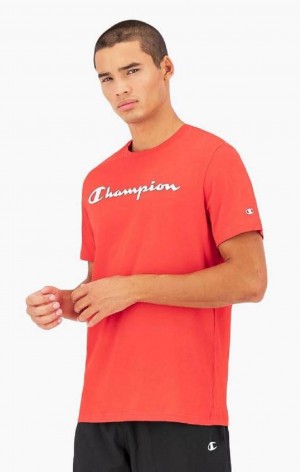 Camiseta Champion Script Logo Jersey T-Shirt Rojas | 7359-MLXVQ