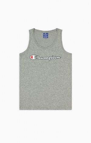 Camiseta Champion Script Logo Tank Top Gris Oscuro | 7258-LUIVR