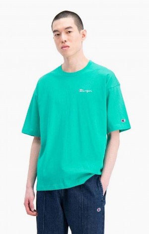 Camiseta Champion Small Script Logo T-Shirt Turquesa | 9213-VYPZN