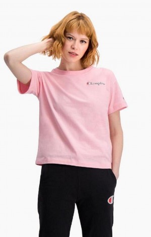 Camiseta Champion Small Script Logo T-Shirt Rosas | 1579-VCNPO