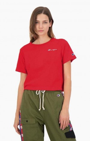 Camiseta Champion Statement Logo Detail Cropped T-Shirt Rojas | 6950-MBLVO