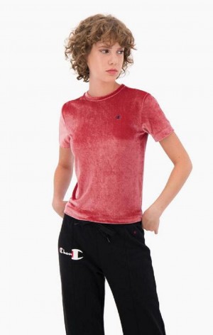 Camiseta Champion Velvet C Logo T-Shirt Rojas | 8065-JXBUT