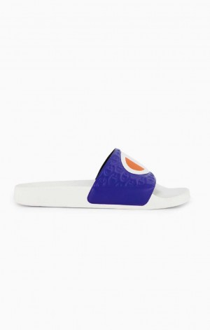 Chanclas Champion C Patch Pool Slides Blancas | 8160-UYQDR