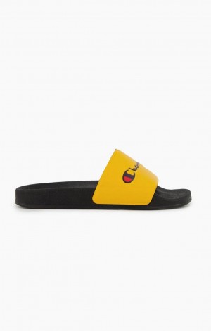 Chanclas Champion Script Logo Pool Slides Amarillo Negras | 5730-ZMQBD