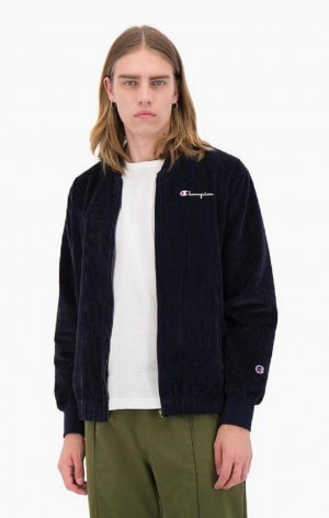 Chaquetas Champion Corduroy Script Logo Bomber Jacket Azules Oscuro | 6498-NLAPI