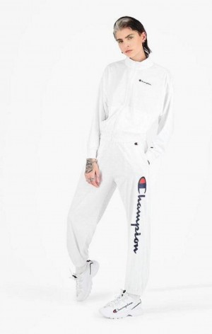 Pantalon Jogger Champion All-over Script Logo Print Pista Pants Blancas | 6085-NJQEU