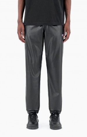 Pantalon Jogger Champion Faux Cuero Pista Pants Negras | 9347-SYHXE