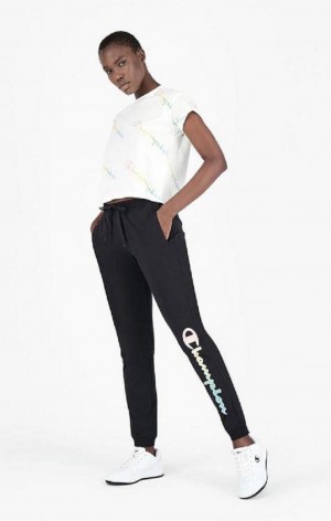 Pantalon Jogger Champion Rainbow Script Logo Print Joggers Negras | 6528-QFICD