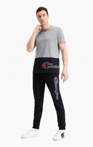 Pantalon Jogger Champion Satin Script Logo Algodon Terry Joggers Negras | 7342-GFVRL