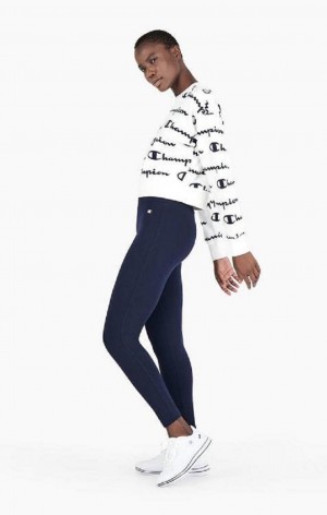 Pantalon Jogger Champion Stretch Algodon Terry Leggings Azules Oscuro | 8391-QEOIS