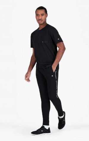 Pantalon Jogger Champion Vertical Script Logo Print Joggers Negras | 7485-XEBJQ