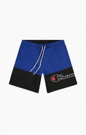 Ropa de Baño Champion Colour Block Satin Script Logo Board Shorts Azules | 9675-GZEIS