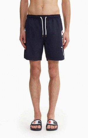 Ropa de Baño Champion Script Logo Print Board Shorts Azules Oscuro | 3740-VFJUL