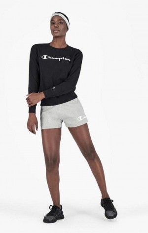 Short Champion Wraparound Script Logo Runner Shorts Gris Claro | 0896-YMKQF