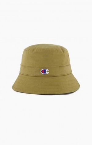 Sombreros Champion C Logo Patch Bucket Hat Verde Oliva Verde | 6419-LXRBA