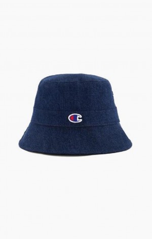 Sombreros Champion C Logo Patch Bucket Hat Turquesa Azules | 6241-ZESHC