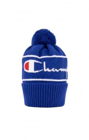 Sombreros Champion Script Logo Stripe Bobble Beanie Hat Azules | 0185-TLPKD