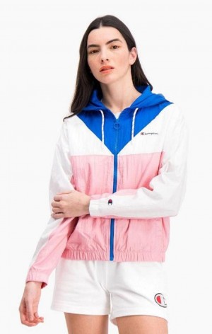 Sudadera con Capucha Champion Colour Block Encapuchado Pista Jacket Rosas | 6190-HXIGM