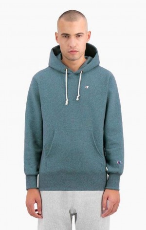 Sudadera con Capucha Champion Jaspé C Logo Reverse Weave Hoodie Turquesa | 9324-AOIDK