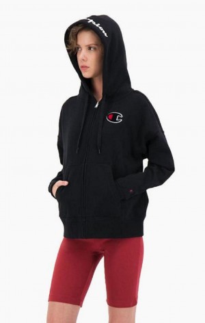 Sudadera con Capucha Champion Logo Algodon Terry Hoodie Negras | 0354-HMNDU