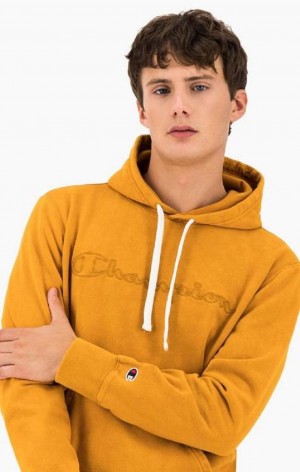 Sudadera con Capucha Champion Script Logo Washed Reverse Weave Hoodie Naranjas | 3789-HAGOL