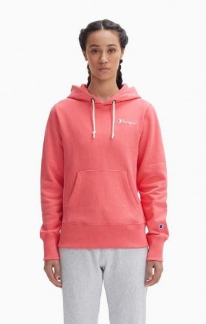 Sudadera con Capucha Champion Small Script Logo Hoodie Coral | 7038-SHOVL