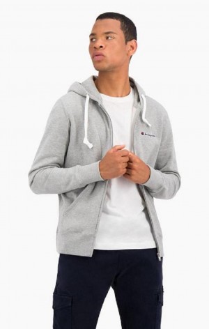 Sudadera con Capucha Champion Zip-Up Script Logo Hoodie Gris Claro | 6953-CFRIM