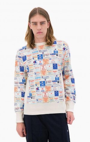 Sudaderas Champion Archive Print Reverse Weave Sweatshirt Blancas | 6302-VMRKG