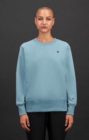 Sudaderas Champion C Logo Reverse Weave Sweatshirt Turquesa Azules | 5128-BXCGK