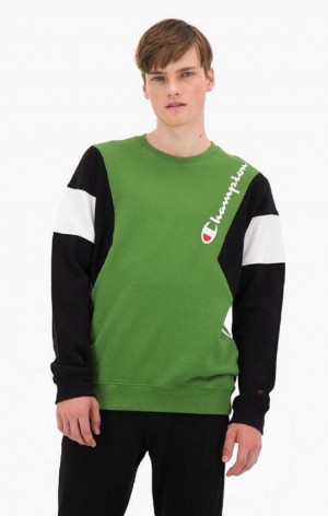 Sudaderas Champion Colour Block Algodon Terry Sweatshirt Verde | 4890-RSVUW