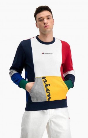 Sudaderas Champion Colour Block Patchwork Pocket Sweatshirt Rojas | 7923-OIBFZ