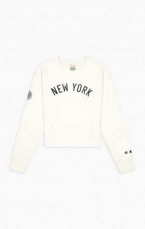 Sudaderas Champion New York MLB Cropped Reverse Weave Sweatshirt Marrones | 9751-MNPCU