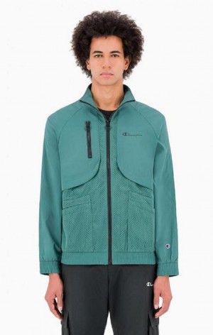 Sudaderas Champion Reflective Logo Mesh Panel High Neck Top Verde | 0746-IZOPC