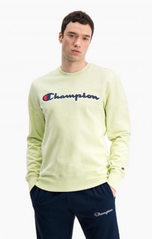 Sudaderas Champion Satin Script Logo Algodon Terry Sweatshirt Turquesa | 3092-LWONV