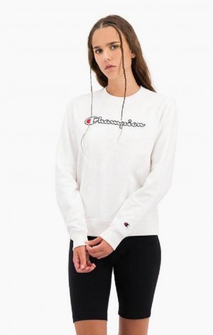 Sudaderas Champion Satin Stitch Script Logo Sweatshirt Blancas | 9410-JWAUH